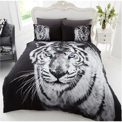 Gaveno Cavailia White Tiger King Size Duvet Cover Set - Duvet Cover & Pillowcases Gaveno Cavailia White Tiger King Size Duvet Cover Set - Duvet Cover & Pillowcases