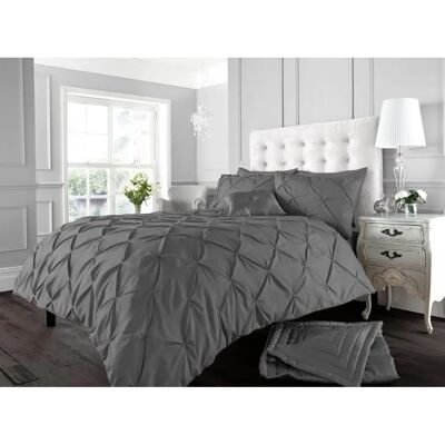 Smart Living Wholesale Ltd Alford Charcoal Double Duvet Cover Set - Bedding Smart Living Wholesale Ltd Alford Charcoal Double Duvet Cover Set - Bedding