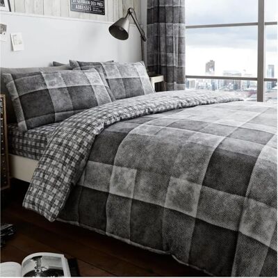 Gaveno Cavailia Double Grey Denim Check Duvet Cover Bedding Set - Duvet Cover Bedding Set Gaveno Cavailia Double Grey Denim Check Duvet Cover Bedding Set - Duvet Cover Bedding Set