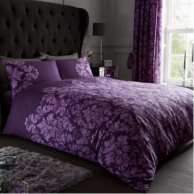 Gaveno Cavailia King Violet Ensemble de Couette Empire Damassé de Luxe - Publicité Gaveno Cavailia King Violet Ensemble de Couette Empire Damassé de Luxe - Publicité
