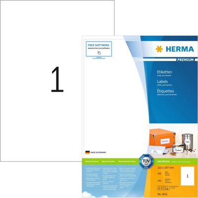 Étiquettes blanches HERMA - Pour imprimantes laser et jet d'encre Étiquettes blanches HERMA - Pour imprimantes laser et jet d'encre