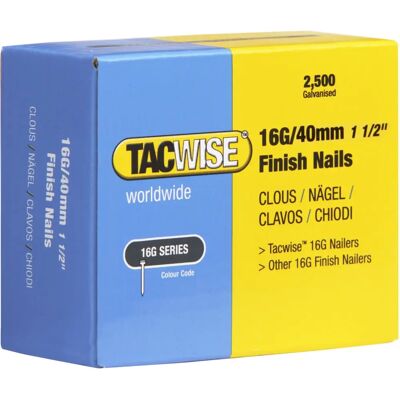 Pregos de acabamento Tacwise 16 G - 40mm - Pack 2500 Pregos de acabamento Tacwise 16 G - 40mm - Pack 2500
