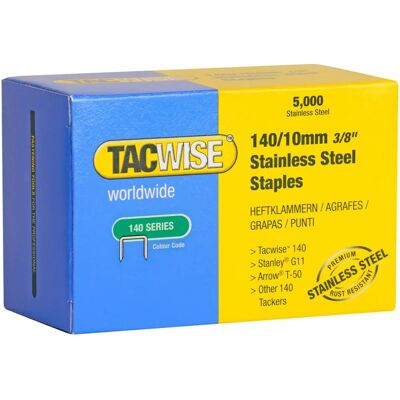 Tacwise 140/10 mm grampos de aço inoxidável - Caixa com 5000 - Grampos Tacwise 140/10 mm grampos de aço inoxidável - Caixa com 5000 - Grampos