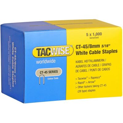 Clips para cabos brancos Tacwise CT-45/8mm - 5000 Clips para cabos brancos Tacwise CT-45/8mm - 5000