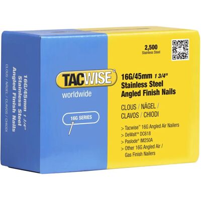 Pregos de acabamento em aço inox 16G DeWalt Paslode - 2500 peças Pregos de acabamento em aço inox 16G DeWalt Paslode - 2500 peças