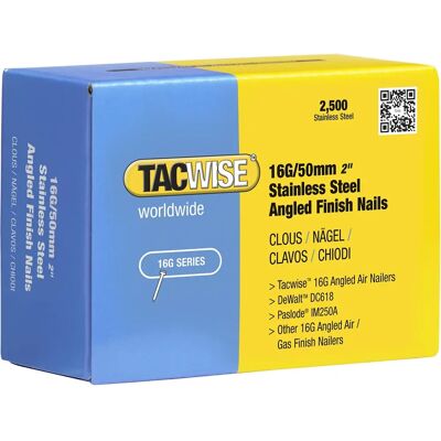 Pregos de aço inoxidável Tacwise 1225 - Acabamento angular 16G - Acessórios de ferramentas Pregos de aço inoxidável Tacwise 1225 - Acabamento angular 16G - Acessórios de ferramentas