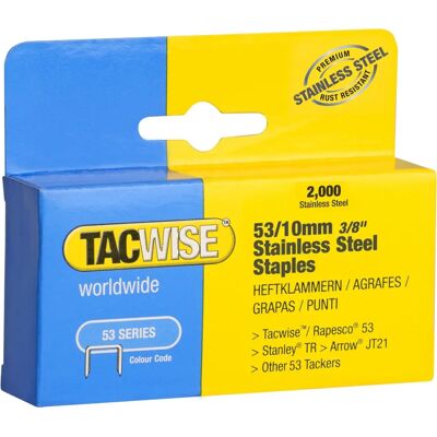 Tacwise 1270 Tipo 53 10 mm Graffette in acciaio inossidabile - Graffette Tacwise 1270 Tipo 53 10 mm Graffette in acciaio inossidabile - Graffette