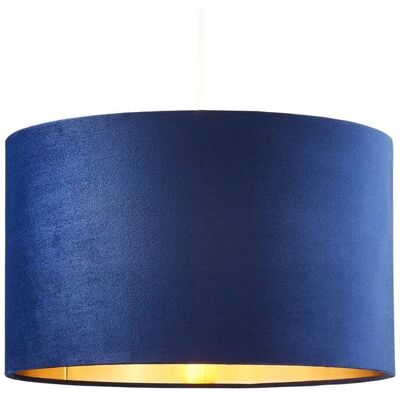 BHS Lighting Velvet 40cm Ceiling Pendant Shade - Navy Blue & Brass Finish BHS Lighting Velvet 40cm Ceiling Pendant Shade - Navy Blue & Brass Finish