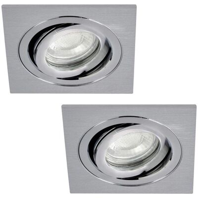 Litecraft Nickel Square Recessed Downlight - 2 Pack Litecraft Nickel Square Recessed Downlight - 2 Pack