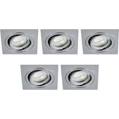 Litecraft - Recessed Downlight Square Tiltable - Satin Nickel - 5 Pack - Downlight Litecraft - Recessed Downlight Square Tiltable - Satin Nickel - 5 Pack - Downlight