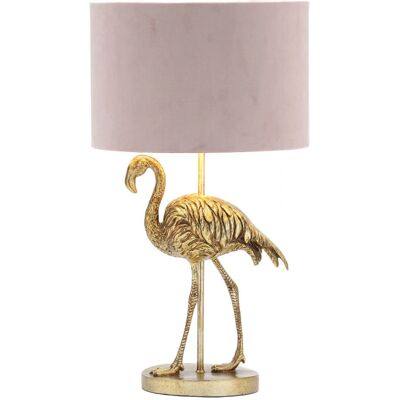 Litecraft Fliss Flamingo - Pink Velvet Shade - Brass - Table Lamp Litecraft Fliss Flamingo - Pink Velvet Shade - Brass - Table Lamp