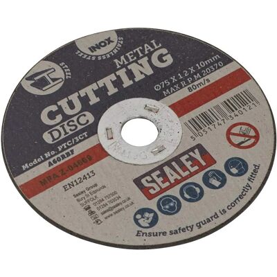Sealey PTC/3CT Skärskiva - Rostfritt stål, 75mm, 1,2mm, 10mm borr Sealey PTC/3CT Skärskiva - Rostfritt stål, 75mm, 1,2mm, 10mm borr