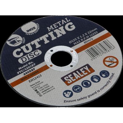 Řezný kotouč Sealey PTC/125CET - Nerezová ocel, Ø125mm, 1,2mm tloušťka Řezný kotouč Sealey PTC/125CET - Nerezová ocel, Ø125mm, 1,2mm tloušťka