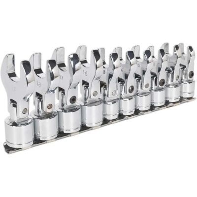 Ensemble de clés à fourche flexible Sealey S01043, 10 pièces, 3/8" carré - Publicité Ensemble de clés à fourche flexible Sealey S01043, 10 pièces, 3/8" carré - Publicité