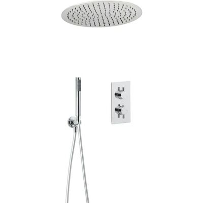 Set doccia moderno HudsonReed con miscelatore termostatico, soffione e doccetta Set doccia moderno HudsonReed con miscelatore termostatico, soffione e doccetta