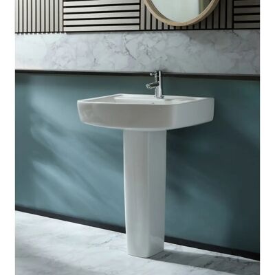 Lavabo bagno HudsonReed con colonna - Ceramica bianca moderna Lavabo bagno HudsonReed con colonna - Ceramica bianca moderna