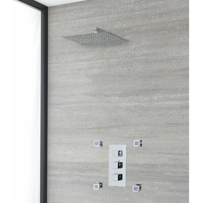 Kit doccia a due vie HudsonReed con miscelatore termostatico - Soffione quadrato 30cm - Cromo Kit doccia a due vie HudsonReed con miscelatore termostatico - Soffione quadrato 30cm - Cromo