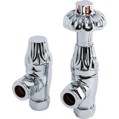 Valvola termostatica angolare - Cromo antico - Radiatore Valvola termostatica angolare - Cromo antico - Radiatore