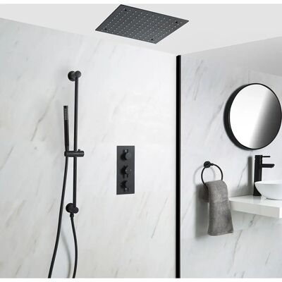 HudsonReed Kit Doccia Termostatica Nera - Moderno, Doppia Funzione, Testa Incassata HudsonReed Kit Doccia Termostatica Nera - Moderno, Doppia Funzione, Testa Incassata