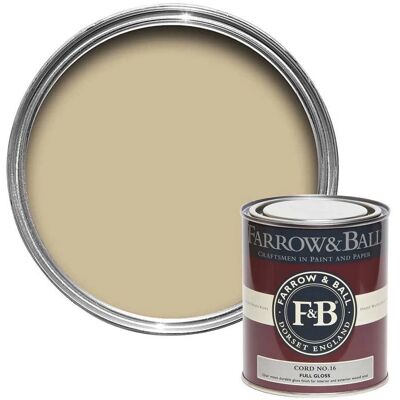 Farrow & Ball No.16 Cord Full Gloss Paint - 750ml Farrow & Ball No.16 Cord Full Gloss Paint - 750ml