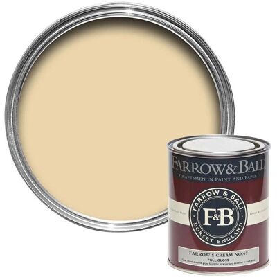 Farrow & Ball Full Gloss Paint No.67 - Cream - Interior & Exterior Finish Farrow & Ball Full Gloss Paint No.67 - Cream - Interior & Exterior Finish