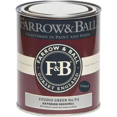 Farrow & Ball Studio Green No.93 Exterior Eggshell Paint - 750ml Farrow & Ball Studio Green No.93 Exterior Eggshell Paint - 750ml