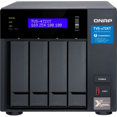 QNAP TVS-472XT-i3-4G/32TB NAS Tower - 4 Bay, Black, Intel i3 QNAP TVS-472XT-i3-4G/32TB NAS Tower - 4 Bay, Black, Intel i3