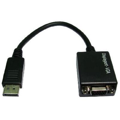 Cables Direct 15cm DisplayPort to VGA Adapter - Black Cables Direct 15cm DisplayPort to VGA Adapter - Black