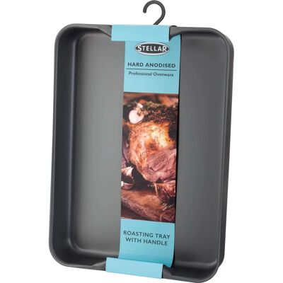 Stellar Expert 41x29cm Hard Anodised Roasting Tray - Durable, Oven Safe, Metal Utensil Safe Stellar Expert 41x29cm Hard Anodised Roasting Tray - Durable, Oven Safe, Metal Utensil Safe