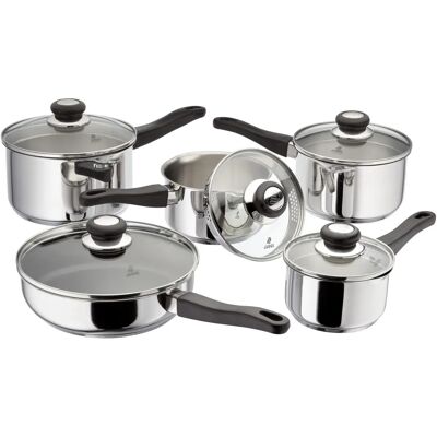 Judge Vista 5 Piece Draining Saucepan Set - Kitchen Essentials Judge Vista 5 Piece Draining Saucepan Set - Kitchen Essentials