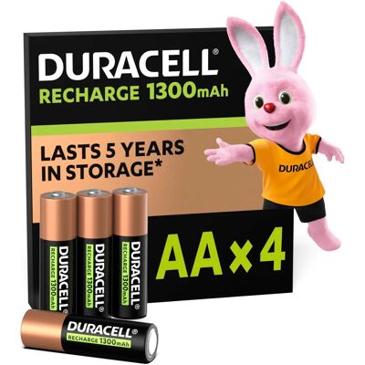 Duracell Uppladdningsbara AA 1300 mAh Batterier - Paket med 4 Duracell Uppladdningsbara AA 1300 mAh Batterier - Paket med 4