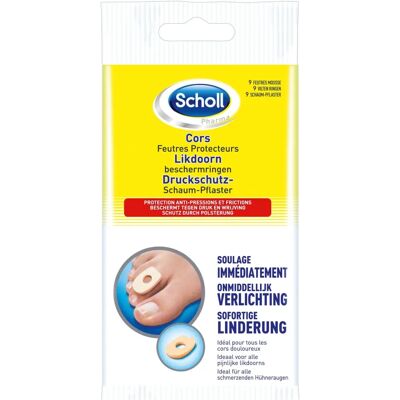 Scholl Marque Cors Protecteurs 9 Marqueurs Mousse - Kit de Voyage - Soins des Pieds - Publicité Scholl Marque Cors Protecteurs 9 Marqueurs Mousse - Kit de Voyage - Soins des Pieds - Publicité