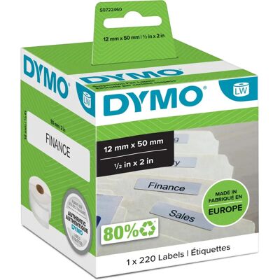 Dymo LW - Multi-Purpose Labels - 12 x 50 mm - White Self-adhesive printer label Dymo LW - Multi-Purpose Labels - 12 x 50 mm - White Self-adhesive printer label