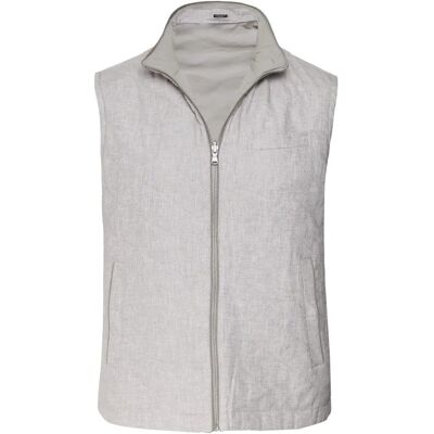 Hackett London Beige Reversible Linen Gilet - Mens Sleeveless Fashion Hackett London Beige Reversible Linen Gilet - Mens Sleeveless Fashion