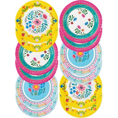 Talking Tables Kleurrijke bloemenboho papieren bordjes - Party Plates Talking Tables Kleurrijke bloemenboho papieren bordjes - Party Plates