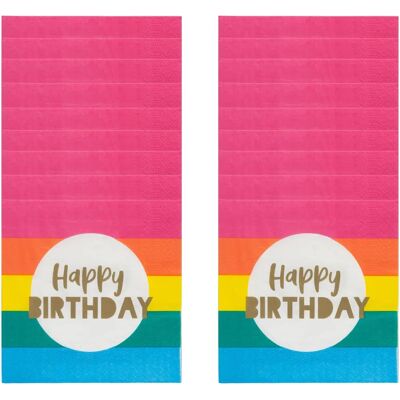 Talking Tables Serviettes de Fête Arc-en-ciel 'Joyeux anniversaire' - 16 pièces Talking Tables Serviettes de Fête Arc-en-ciel 'Joyeux anniversaire' - 16 pièces