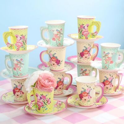 Talking Tables Vintage Blommönster Koppar och Fat - 24-Pack Talking Tables Vintage Blommönster Koppar och Fat - 24-Pack