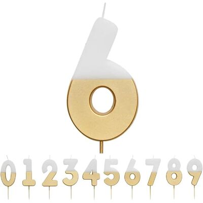 Bougie d'anniversaire dorée de Talking Tables - Numéro 6 pour gâteaux Bougie d'anniversaire dorée de Talking Tables - Numéro 6 pour gâteaux