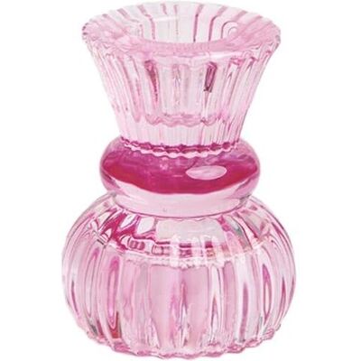 Talking Tables Pink Glass Candle Holder - Small Decorative Decor for Indoor Talking Tables Pink Glass Candle Holder - Small Decorative Decor for Indoor