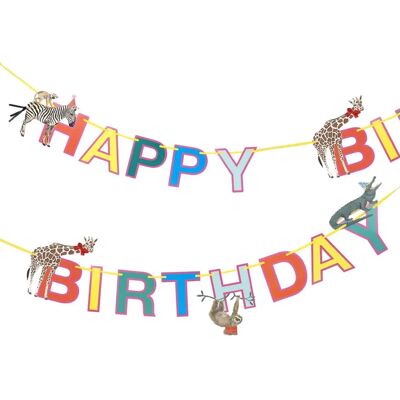 Guirlande d'anniversaire safari animaux Talking Tables - Décor jungle Guirlande d'anniversaire safari animaux Talking Tables - Décor jungle