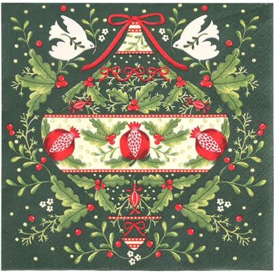 Tovaglioli di carta verdi di Natale Talking Tables - Decorazione festiva folklorica di lusso x 20 Tovaglioli di carta verdi di Natale Talking Tables - Decorazione festiva folklorica di lusso x 20
