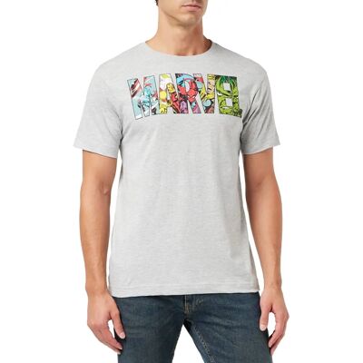Marvel S Graues Comic Strip Logo Baumwoll-T-Shirt - T-Shirt Marvel S Graues Comic Strip Logo Baumwoll-T-Shirt - T-Shirt