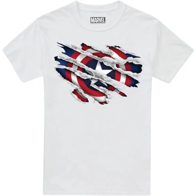 Camiseta de algodão rasgada Marvel Capitã América - Para crianças Camiseta de algodão rasgada Marvel Capitã América - Para crianças