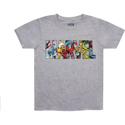 Marvel Kids Logo Characters T-Shirt - Kids - Grey - XXL - T-Shirt Marvel Kids Logo Characters T-Shirt - Kids - Grey - XXL - T-Shirt