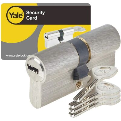 Yale YC1000+ Fechadura Cilindro - 40x50 mm - Níquel - Chaves reversíveis - Anti-arrombamento Yale YC1000+ Fechadura Cilindro - 40x50 mm - Níquel - Chaves reversíveis - Anti-arrombamento