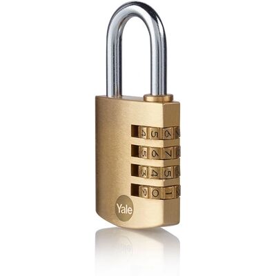 Yale Y150B/40/130/1 Brass Combination Padlock - Indoor Steel Shackle Lock Yale Y150B/40/130/1 Brass Combination Padlock - Indoor Steel Shackle Lock