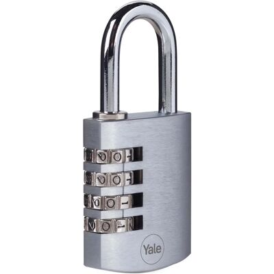 Yale Y151B/40/130/1 Combination Padlock - Padlock, Chrome Brass, 40mm, Steel Shackle, 4-Digit Yale Y151B/40/130/1 Combination Padlock - Padlock, Chrome Brass, 40mm, Steel Shackle, 4-Digit