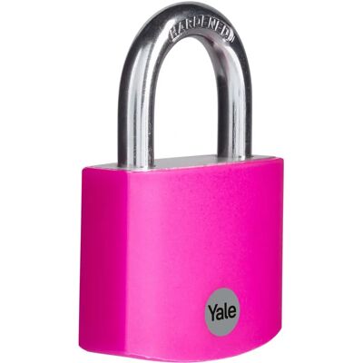 Yale - YE3B/50/126/1/P - Rose - 50 mm body - Padlock - Publicité Yale - YE3B/50/126/1/P - Rose - 50 mm body - Padlock - Publicité