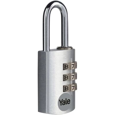 Yale Compact Silver 3-Digit Aluminum Padlock - Padlock Yale Compact Silver 3-Digit Aluminum Padlock - Padlock