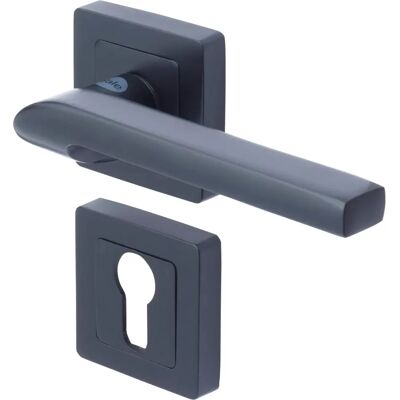 Yale Black Sienna 7mm Square Door Handle - Euro Cylinder Pass-Through Yale Black Sienna 7mm Square Door Handle - Euro Cylinder Pass-Through